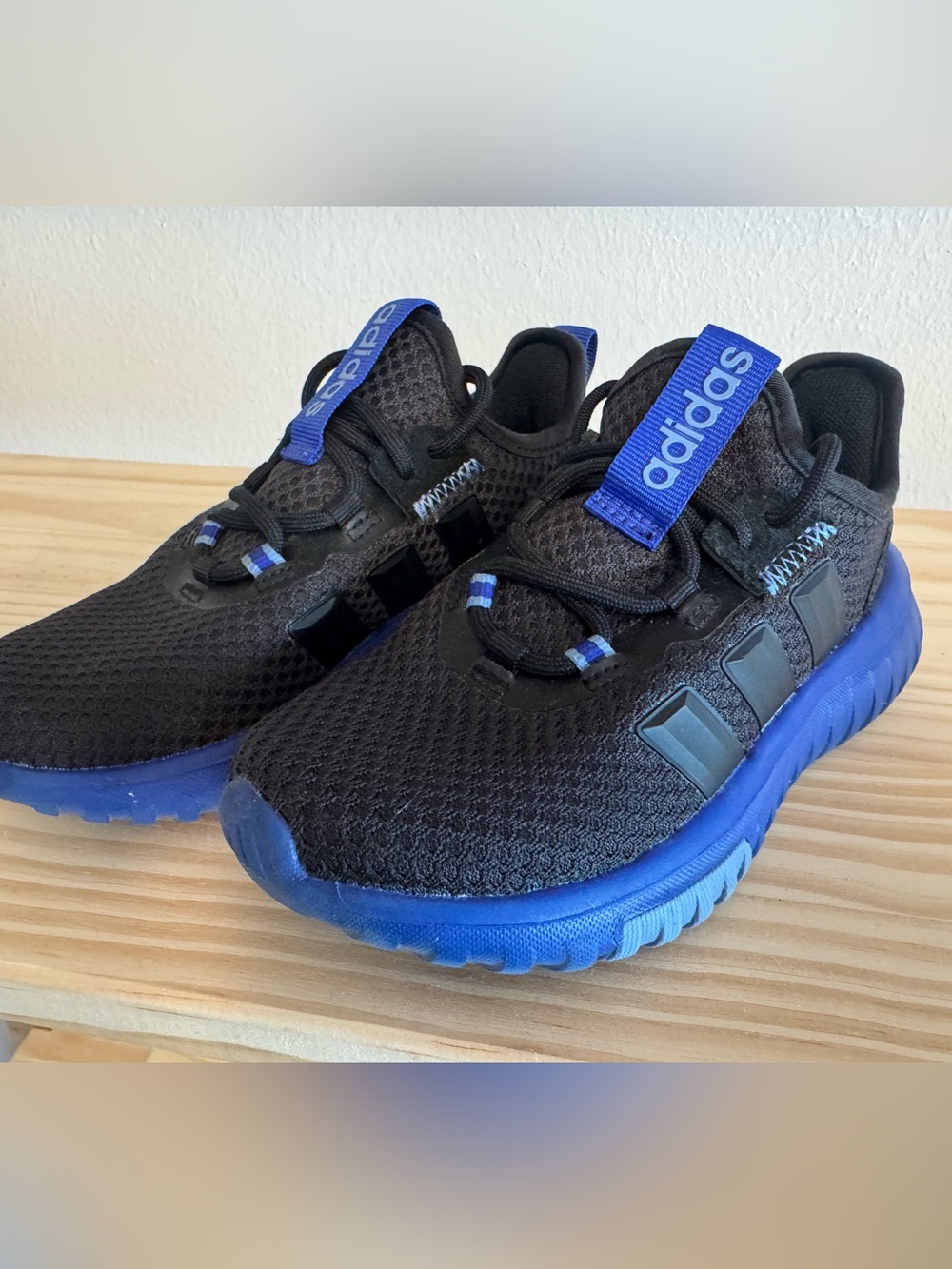 adidas Kids Black and Royal Blue Slip-On Sneakers